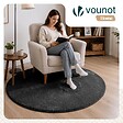 VOUNOT - Tapis de salon poils ras doux antiderapant ф120cm uni anthracite - vignette
