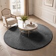 VOUNOT - Tapis de salon poils ras doux antiderapant ф160cm uni anthracite - vignette
