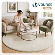 VOUNOT - Tapis de salon poils ras doux antiderapant ф200cm uni beige - vignette