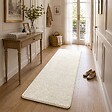 VOUNOT - Tapis de salon poils ras doux antiderapant 60x180cm uni beige - vignette
