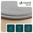 VOUNOT - Tapis de salon poils ras doux antiderapant ф200cm uni gris - vignette