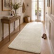 VOUNOT - Tapis de salon poils ras doux antiderapant 80x200cm uni beige - vignette