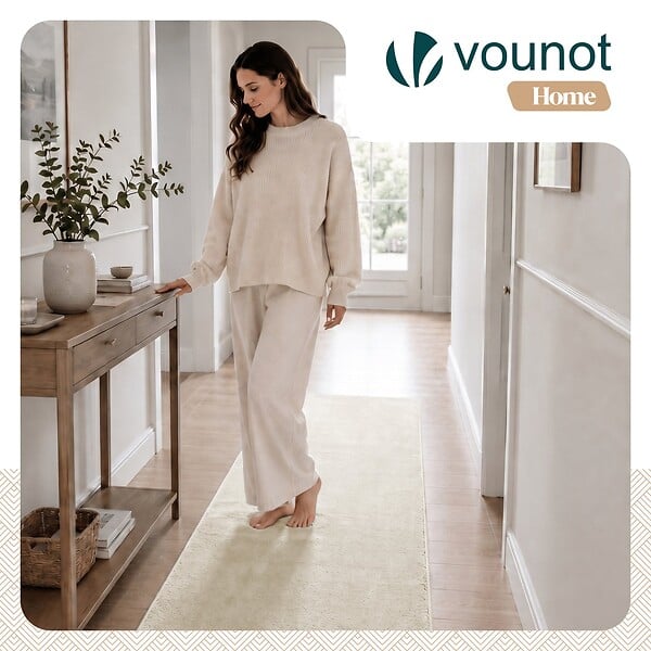 VOUNOT - Tapis de salon poils ras doux antiderapant 80x200cm uni beige - large
