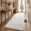 VOUNOT - Tapis de salon poils ras doux antiderapant 80x200cm uni crème - vignette