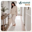 VOUNOT - Tapis de salon poils ras doux antiderapant 80x200cm uni crème - vignette