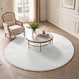 VOUNOT - Tapis de salon poils ras doux antiderapant ф160cm uni crème - vignette