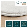 VOUNOT - Tapis de salon poils ras doux antiderapant ф160cm uni crème - vignette