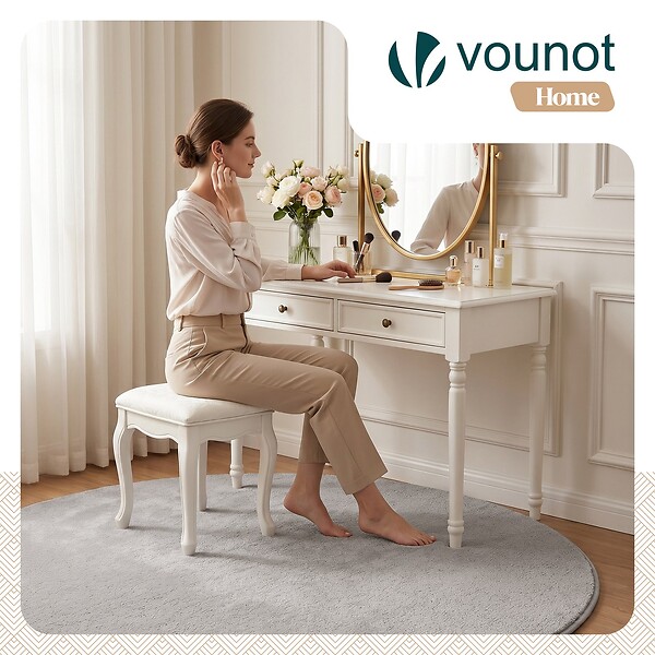 VOUNOT - Tapis de salon poils ras doux antiderapant ф160cm uni gris - large