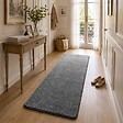 VOUNOT - Tapis de salon poils ras doux antiderapant 60x180cm uni anthracite - vignette