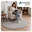 VOUNOT - Tapis de salon poils ras doux antiderapant ф120cm uni gris - vignette