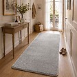 VOUNOT - Tapis de salon poils ras doux antiderapant 80x200cm uni gris - vignette