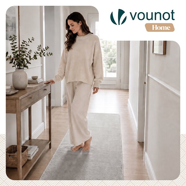 VOUNOT - Tapis de salon poils ras doux antiderapant 80x200cm uni gris - large