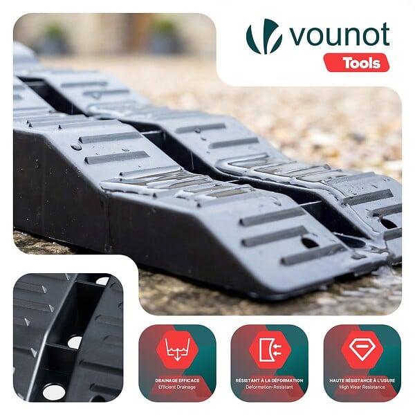 VOUNOT - Lot 2 rampes nivellement voiture 5T cale d’acces PP 56x20x13cm noir - large