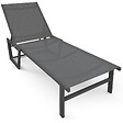 VOUNOT - Bain de soleil transat aluminium en textilene 190x62x31cm gris - vignette