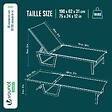 VOUNOT - Bain de soleil transat aluminium en textilene 190x62x31cm gris - vignette