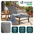 VOUNOT - Bain de soleil transat aluminium en textilene 190x62x31cm gris - vignette
