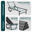 VOUNOT - Bain de soleil transat aluminium en textilene 190x62x31cm gris - vignette