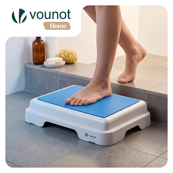 VOUNOT - Marche pied antiderapant salle de bain empilable 43x33x11cm PP EVA bleu - large