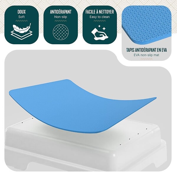 VOUNOT - Marche pied antiderapant salle de bain empilable 43x33x11cm PP EVA bleu - large
