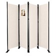 VOUNOT - Paravent interieur separateur 4 panneaux autoportant pliable 228 x 30 x 164 cm Beige - vignette