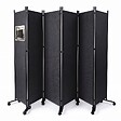 VOUNOT - Paravent interieur separateur avec roue 6 panneaux autoportant pliable 340 x 30 x 171 cm Anthracite - vignette