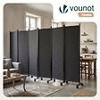 VOUNOT - Paravent interieur separateur avec roue 6 panneaux autoportant pliable 340 x 30 x 171 cm Anthracite - vignette