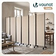 VOUNOT - Paravent interieur separateur avec roue 6 panneaux autoportant pliable 340 x 30 x 171 cm Beige - vignette