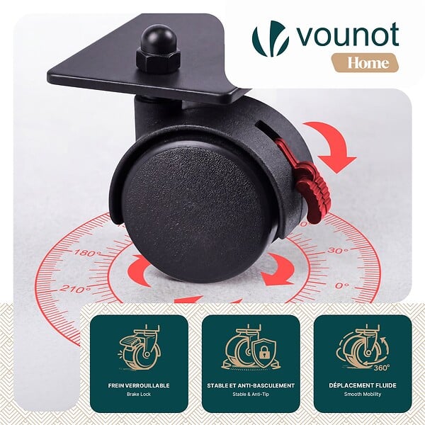 VOUNOT - Paravent interieur separateur avec roue 6 panneaux autoportant pliable 340 x 30 x 171 cm Beige - large