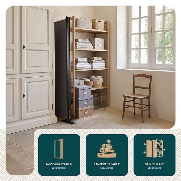 VOUNOT - Paravent interieur separateur 3 panneaux autoportant pliable 262 x 30 x 173 cm Anthracite - large
