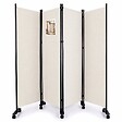 VOUNOT - Paravent interieur separateur avec roue 4 panneaux autoportant pliable 228x 30 x 171 cm Beige - vignette