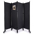 VOUNOT - Paravent interieur separateur avec roue 4 panneaux autoportant pliable 228x 30 x 171 cm Anthracite - vignette