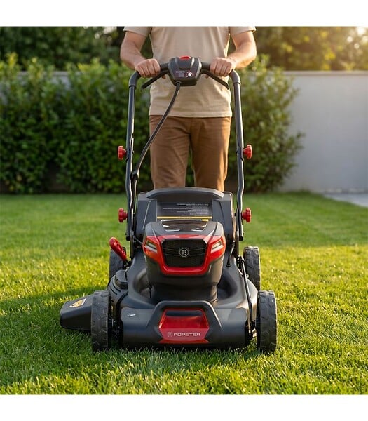 POPSTER - Tondeuse à gazon électrique tractée, lame 50 cm, 41 minutes d'autonomie - POPSTER BLM236H-S21 PACK - large