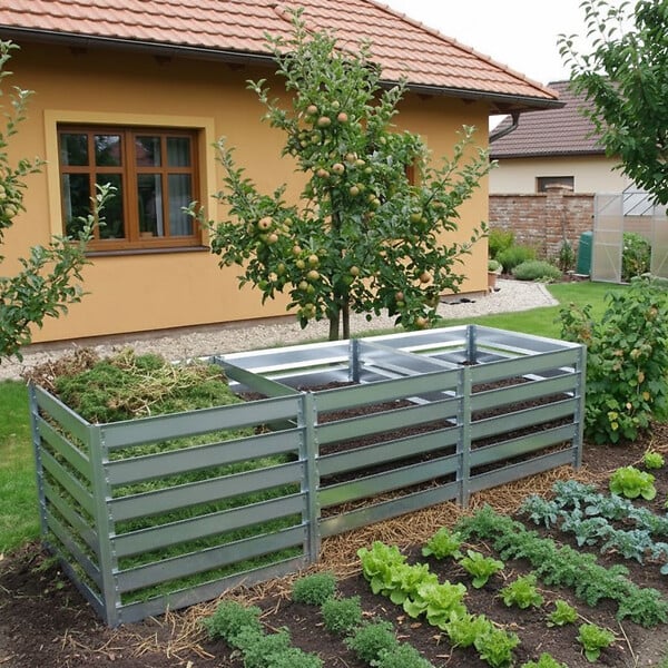 TIMBELA - Module d’extension pour le composteur Timbela M800 - 91 x 91 x H85 cm / 704L - Composteur De Jardin En Métal - Bac à compost M800A - large
