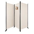 VOUNOT - Paravent interieur separateur 3 panneaux autoportant pliable 262 x 30 x 173 cm Beige - vignette