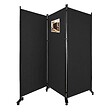 VOUNOT - Paravent interieur separateur avec roue 3 panneaux autoportant pliable 262 x 30 x 180 cm Anthracite - vignette