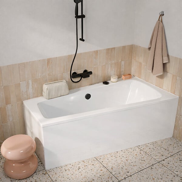 ALLIBERT - Pack Baignoire Asymétrique Gauche 160x85x54 cm avec Tablier recoupable - Blanc Brillant - MARINA - large