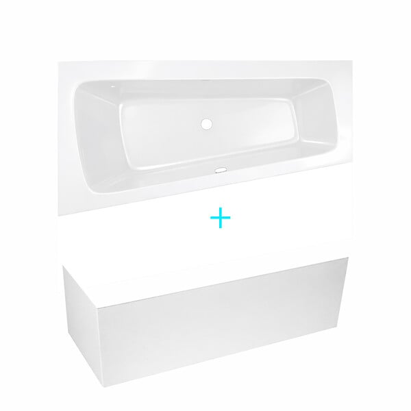 ALLIBERT - Pack Baignoire Asymétrique Droite 160x85x54 cm avec Tablier recoupable - Blanc Brillant - MARINA - large