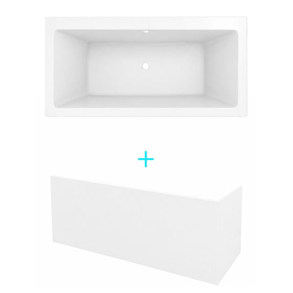 ALLIBERT - Pack Baignoire 180x80cm et 2 Tabliers recoupables - Blanc Mat - Marina Square Duo - large