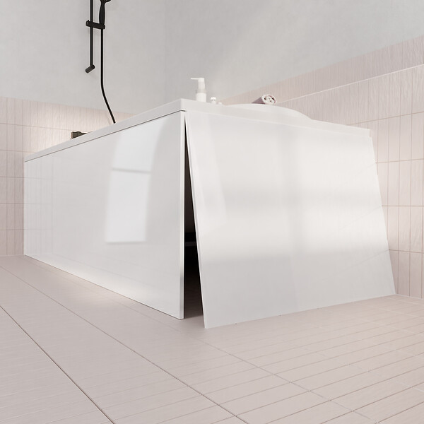 ALLIBERT - Pack Baignoire 170x75cm avec Tabliers recoupables 180cm et 80cm - Blanc Brillant - MAE SQUARE - large