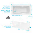ALLIBERT - Pack Baignoire 170x75cm avec Zone Douche et Tabliers recoupables de 180 et 80cm Blanc Brillant - MAE - vignette