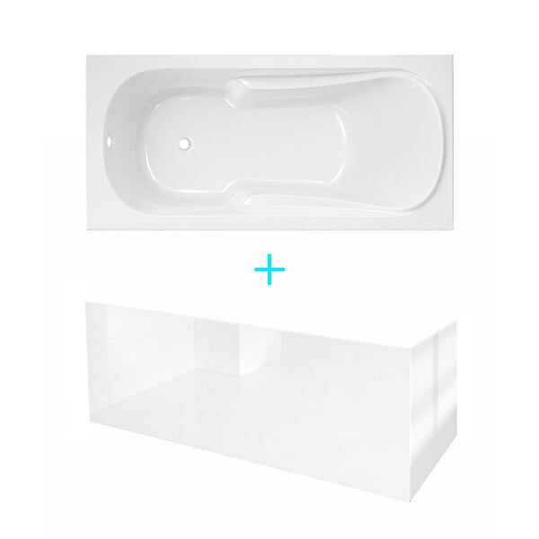 ALLIBERT - Pack Baignoire 180x80cm avec Tabliers recoupables 180cm et 80cm - Blanc Brillant - MAE - large