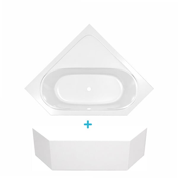 ALLIBERT - Pack Baignoire d'angle 140x140x54 cm avec Tablier recoupable - Blanc Brillant - MARINA - large