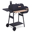 ELEM GARDEN TECHNIC - Barbecue charbon de bois, fumoir avec roues et thermomètre, surface de cuisson 59x25.5cm - vignette
