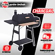 ELEM GARDEN TECHNIC - Barbecue charbon de bois, fumoir avec roues et thermomètre, surface de cuisson 59x25.5cm - vignette