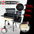 ELEM GARDEN TECHNIC - Barbecue charbon de bois, fumoir avec roues et thermomètre, surface de cuisson 59x25.5cm - vignette