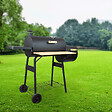 ELEM GARDEN TECHNIC - Barbecue charbon de bois, fumoir avec roues et thermomètre, surface de cuisson 59x25.5cm - vignette