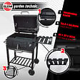 ELEM GARDEN TECHNIC - Barbecue charbon de bois avec roues et thermomètre, surface de cuisson 55x41.6cm - vignette