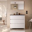 AURLANE - Meuble de salle de bains 80 cm Blanc 3 Tiroirs et Vasque Céramique Noire - XENOS - vignette