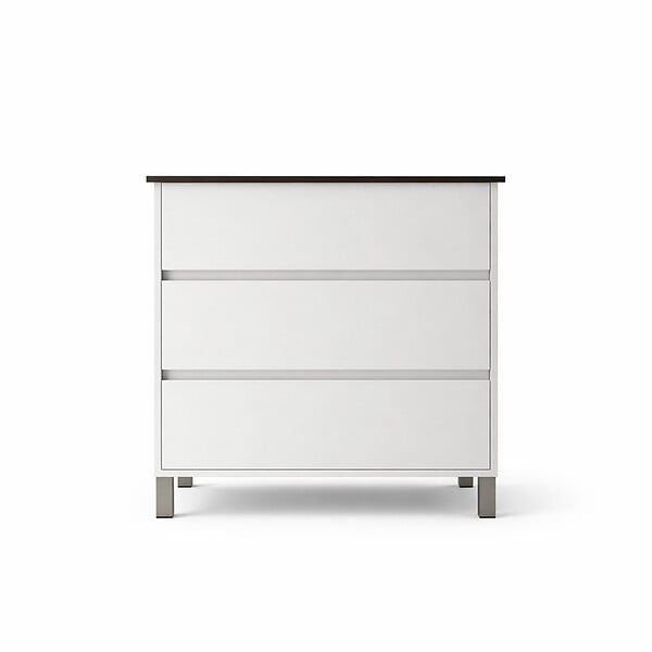 AURLANE - Meuble de salle de bains 80 cm Blanc 3 Tiroirs et Vasque Céramique Noire - XENOS - large