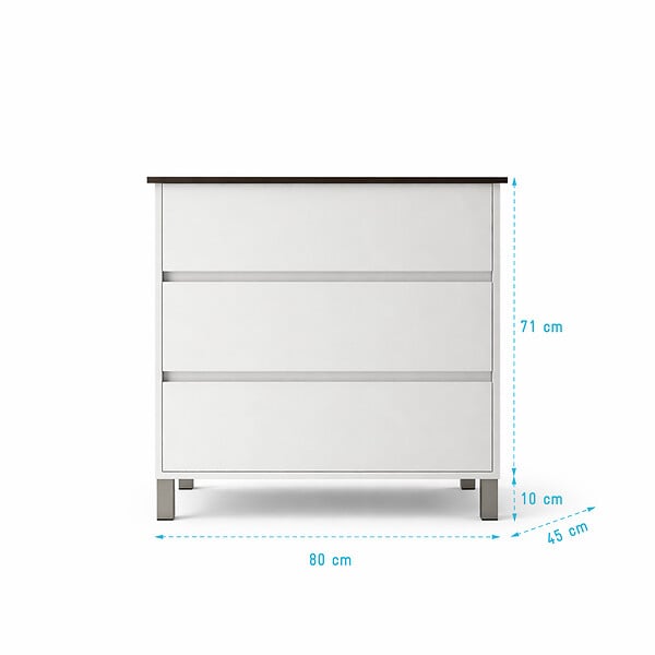 AURLANE - Meuble de salle de bains 80 cm Blanc 3 Tiroirs et Vasque Céramique Noire - XENOS - large